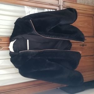 Lucky Brand Faux Fur Zip Jacket in Black